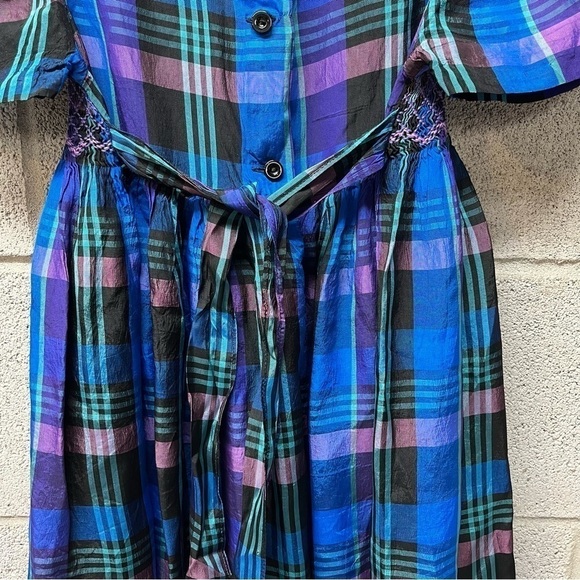 Vintage Bonnie Jean Smocked Velvet Collar Kids Dress - Picture 5 of 9